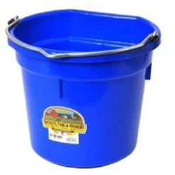 20-Quart Blue Plastic Flat Back Bucket