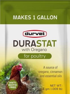 4-Gram Durastat With Oregano Water Additive, For Poultry, Box Of 40-Single Serving Packets