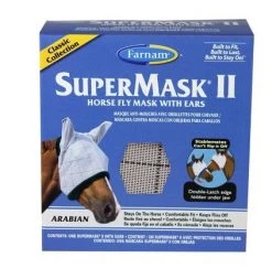 Super Mask II Classic Collection Navy Blue And Gray Horse Fly Mask With Ears