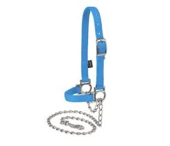 Hurricane Blue Nylon Adjustable Sheep Halter With Chain Lead