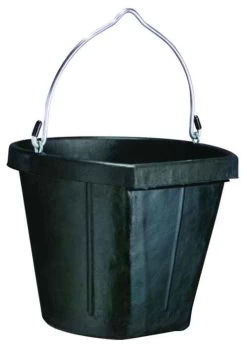 18-Quart Black Rubber Flat Back Bucket